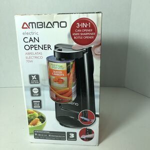 Ambiano Electric Can Opener 3‎ in 1 Opener Sharpener Model 72813A1 Steel F3